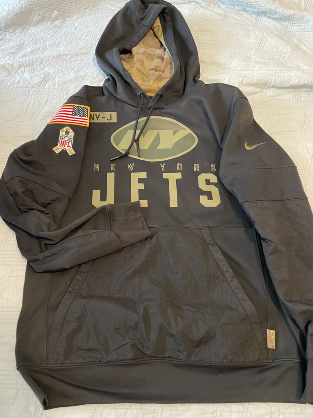 Nike New York Jets Black and Olive Pullover Hoodie